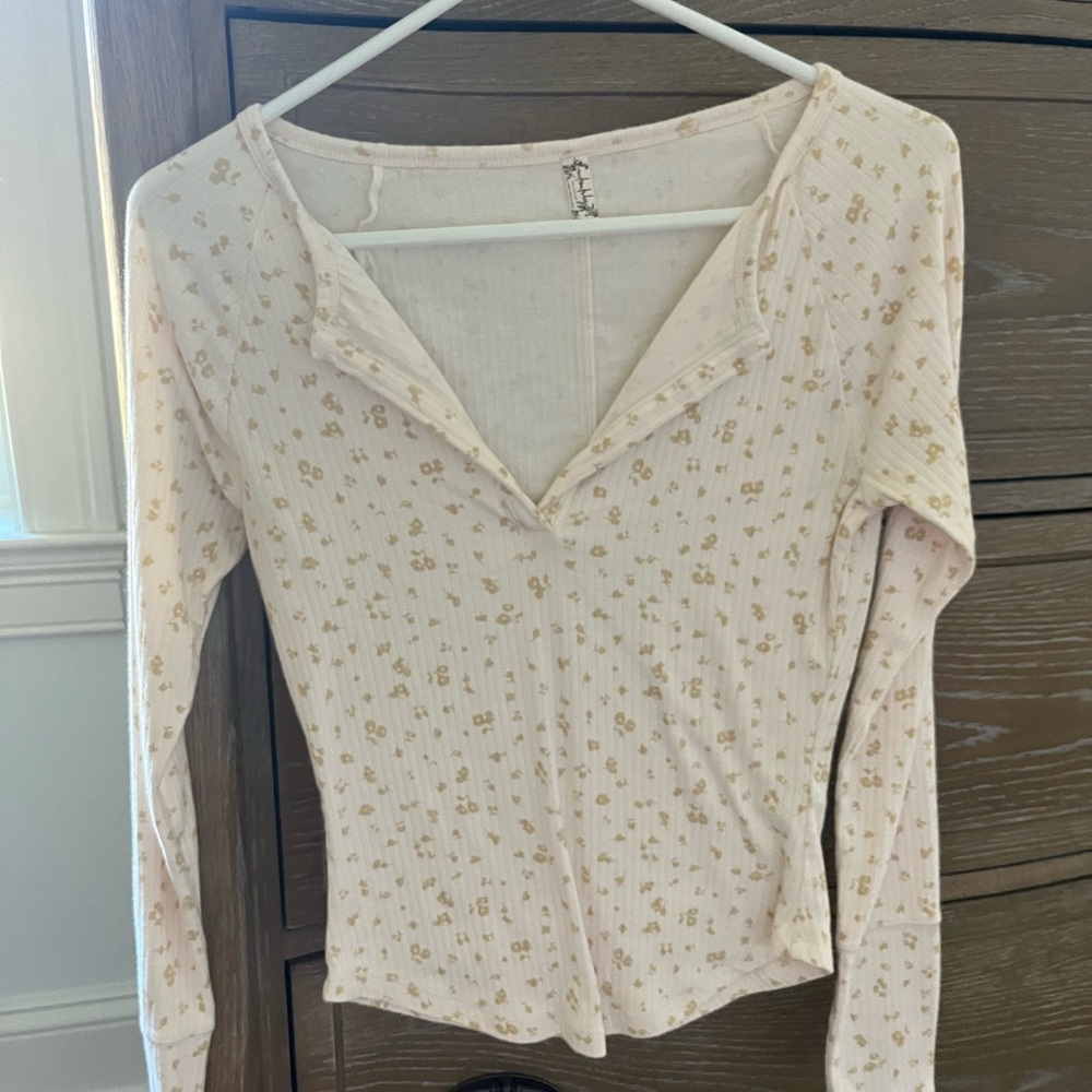 Intimately free people Floral Cream Long Sleeve Top